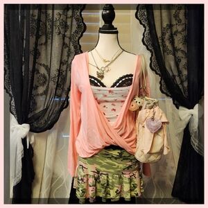 Pink Wrap Top Cross Ballet Pilates Sport